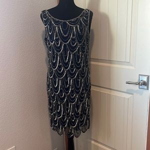 Beautiful heavily beaded navy dress 20s